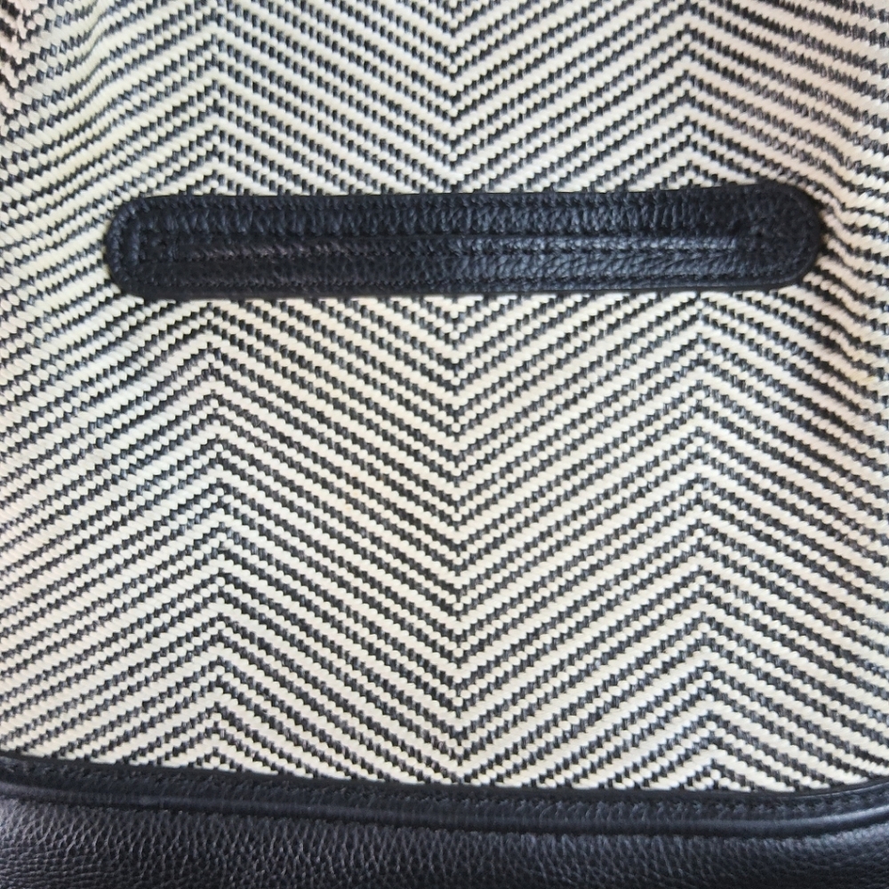 BRIGHTON Cala Tote Purse Blk & Wht Woven Black Leather Base ClassicCore ChicCore - Picture 4 of 12